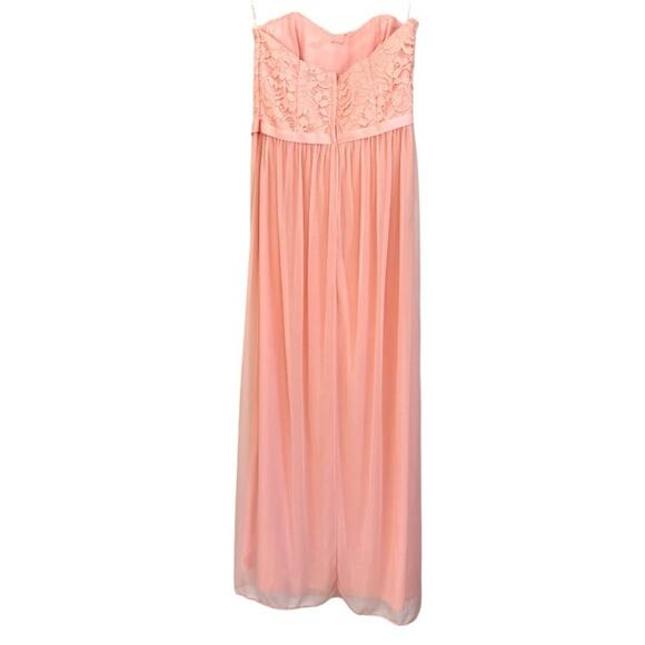 David's Bridal Bellini Lace and Mesh Long Strapless Dress - Picture 3 of 9